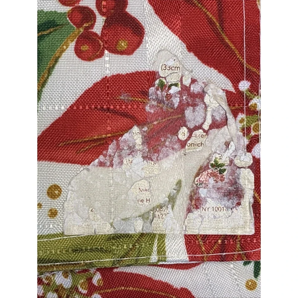 Christmas Poinsettia Reversible Woven Placemats Set of 3 Holiday Festive Winter